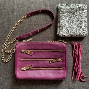 Rebecca Minkoff Mini 5 Zip Leather Crossbody Bag (purple)